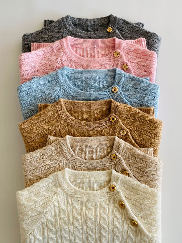 (image for) Kids Cable Knit Cashmere Sweater with Shoulder Buttons